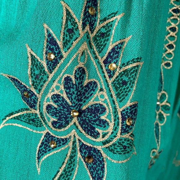 NWOT-ROYAL PAISLEY WOMEN'S GREEN & BLUE EMBROIDERED SKIRT-M - Picture 5 of 12